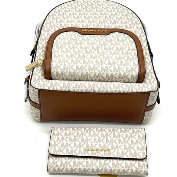 Michael Kors Jaycee Medium Zip Packet Backpack & LG Trifold
Wallet Vanilla - Picture 5 of 12